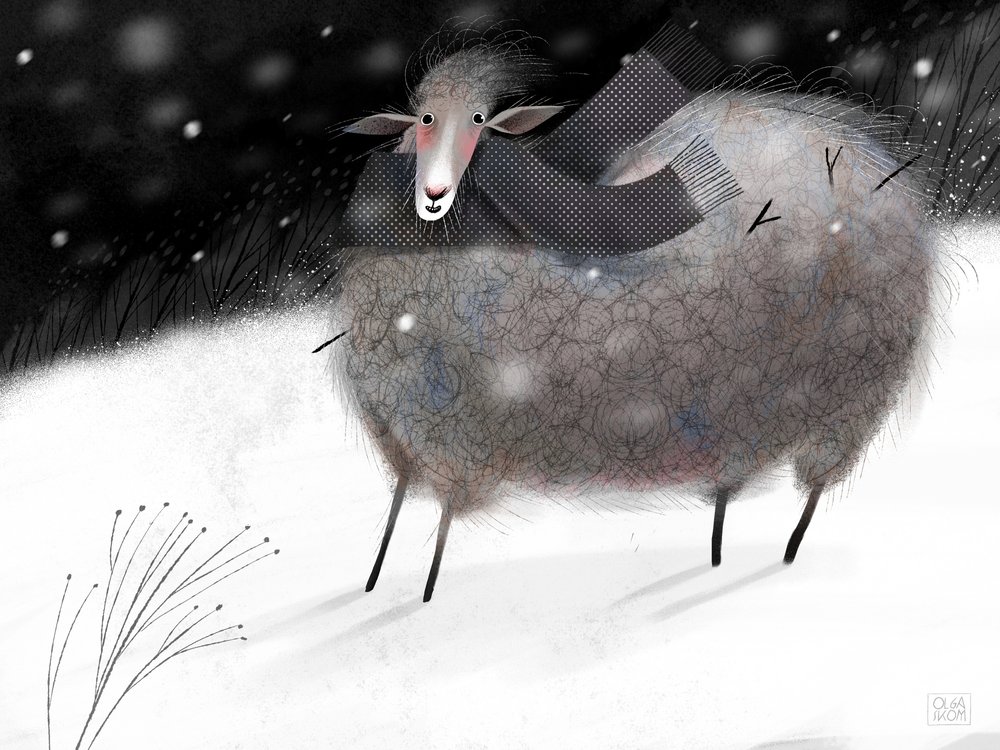 Gemütliche Winterschafe von Olga Skomorokhova