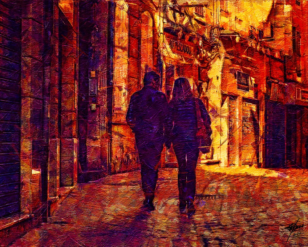 Romantischer Stadtspaziergang bei Nacht von Osvaldo Russo