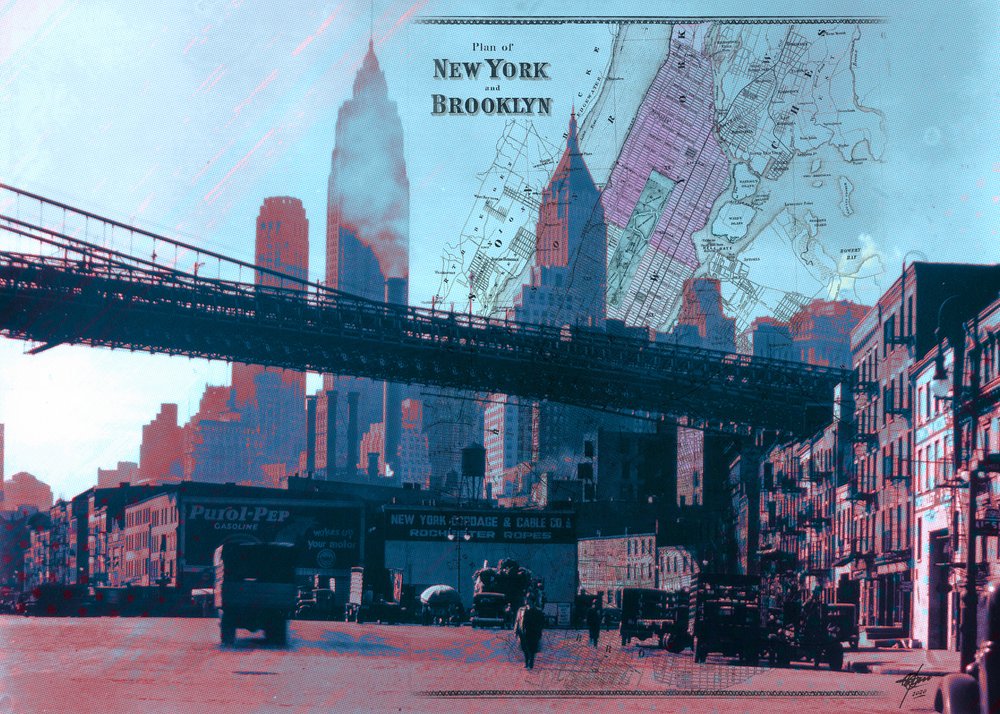 Vintage New York City Karte von Osvaldo Russo