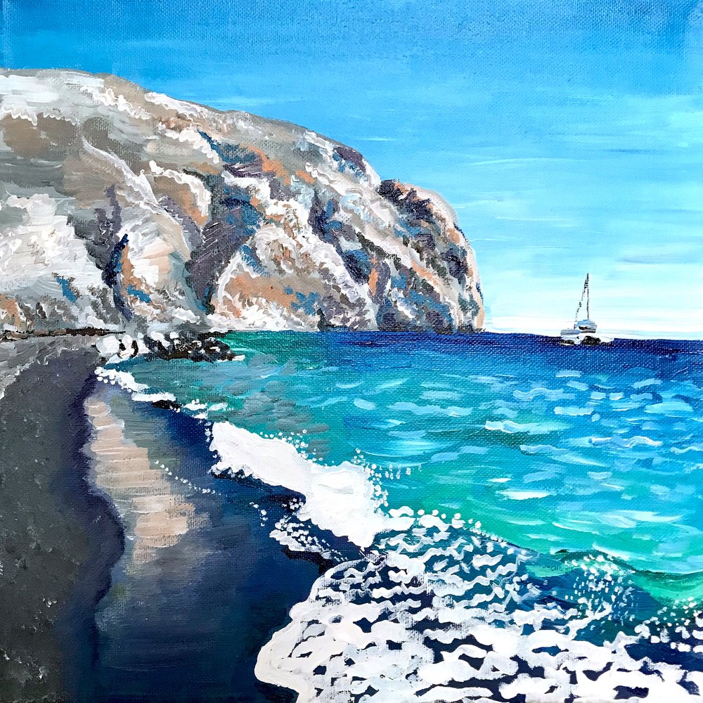 Schwarze Sandstrandklippen von Pauline Wegman | Key and Sea Creative