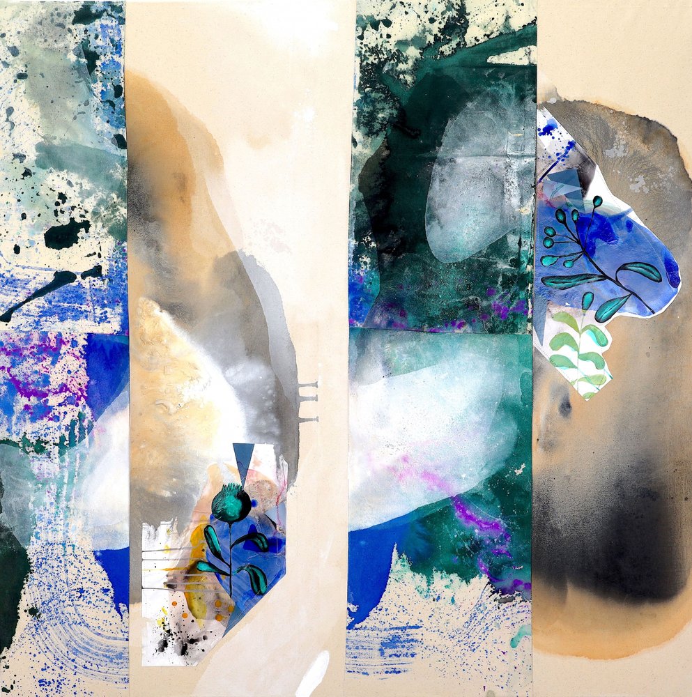 Abstrakte Blau-Grün-Schichten von Poonam Choudhary