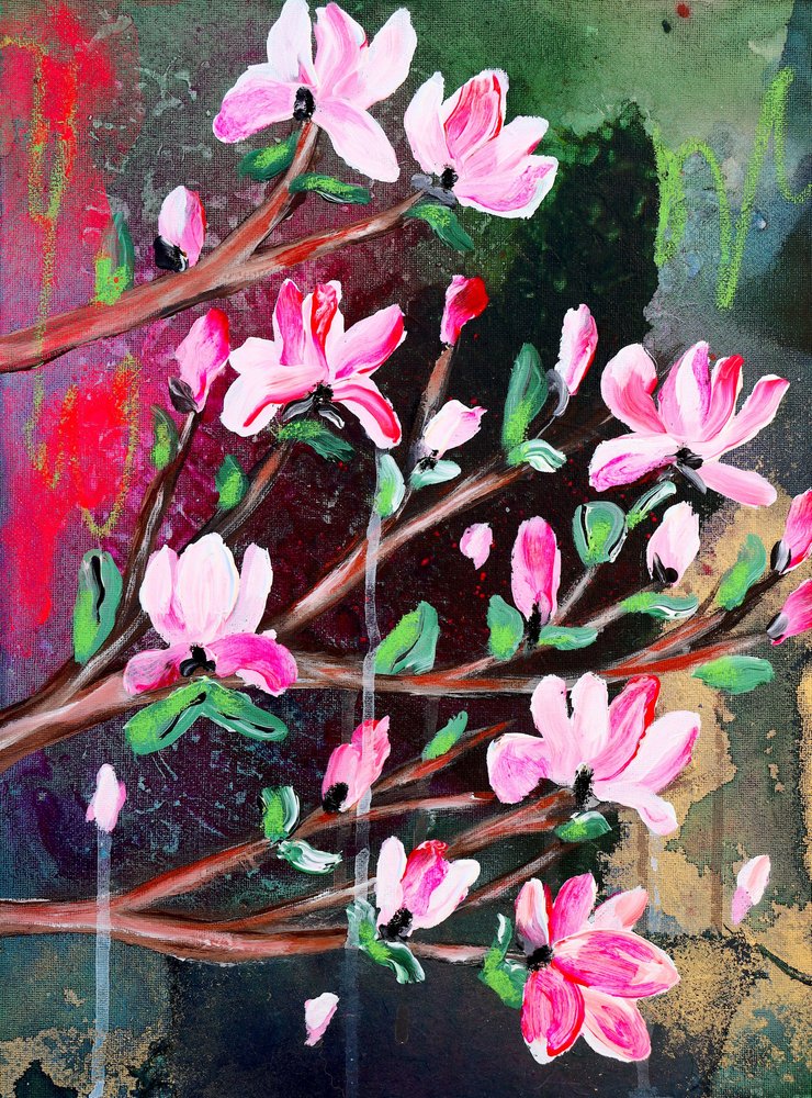 Abstrakte Rosa Blüten von Poonam Choudhary