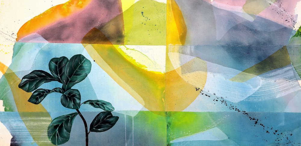 Lebendiges Fiddle-Leaf-Abstrakt von Poonam Choudhary
