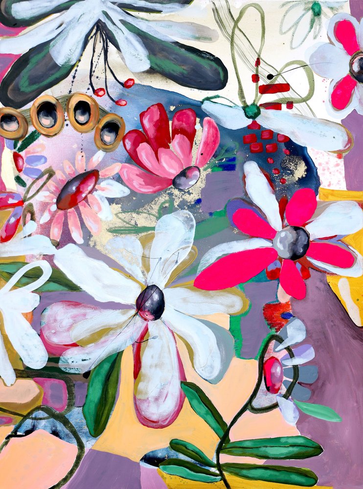 Lebhaftes Blumenabstrakt von Poonam Choudhary