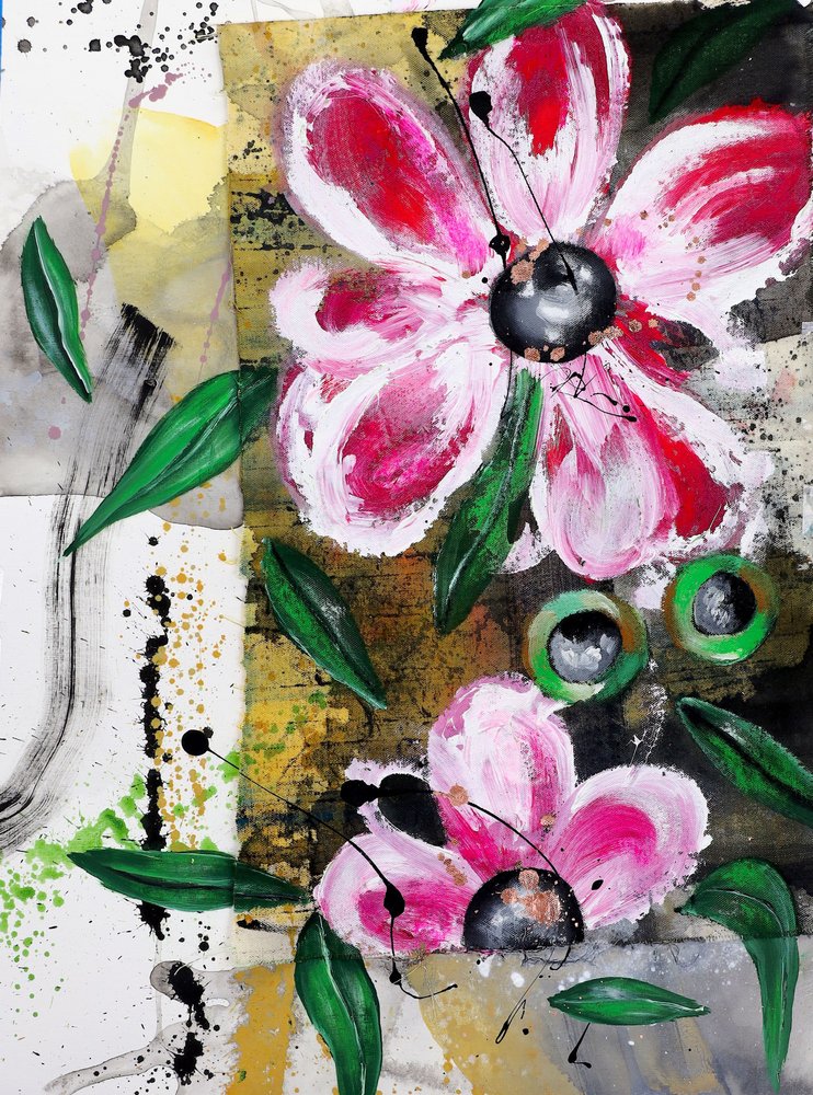 Lebendiges rosa Blumenabstrakt von Poonam Choudhary