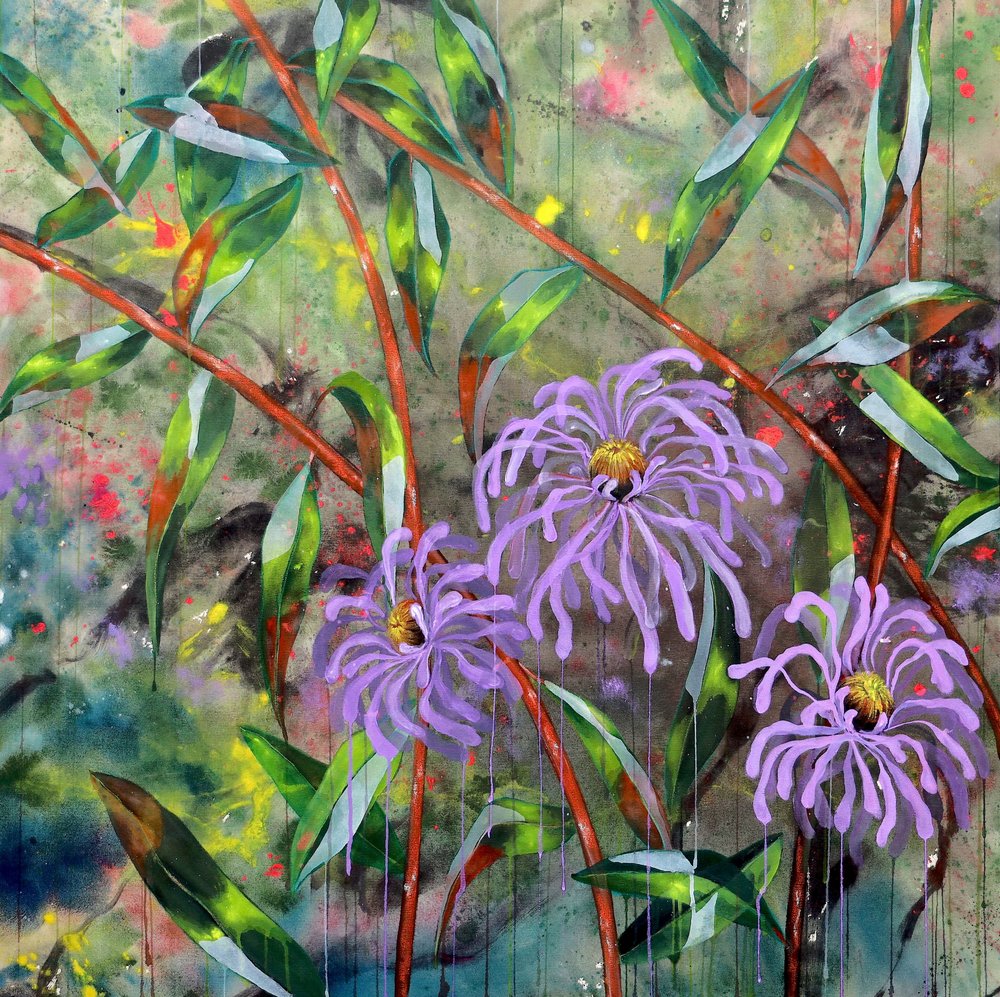 Lebhafter lila Gartenblüten von Poonam Choudhary
