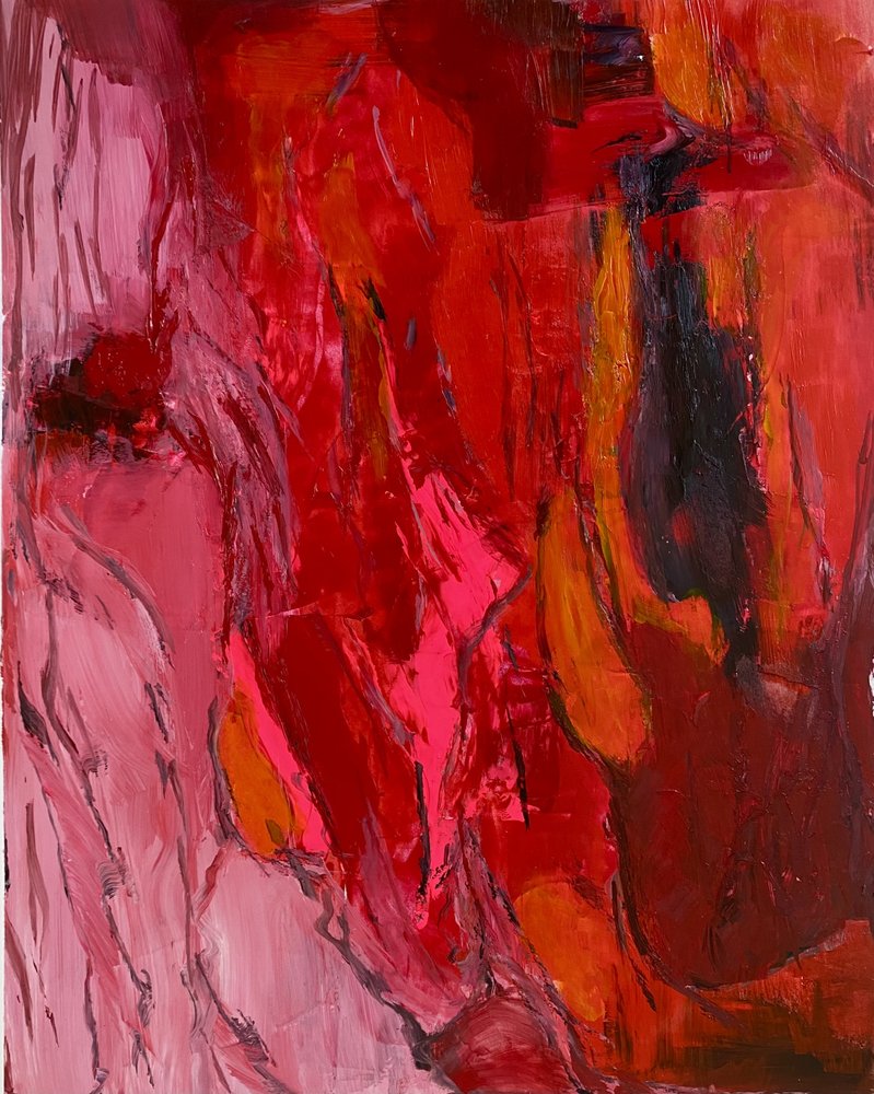Lebendiges Rotes Abstrakt von Preston Harmon