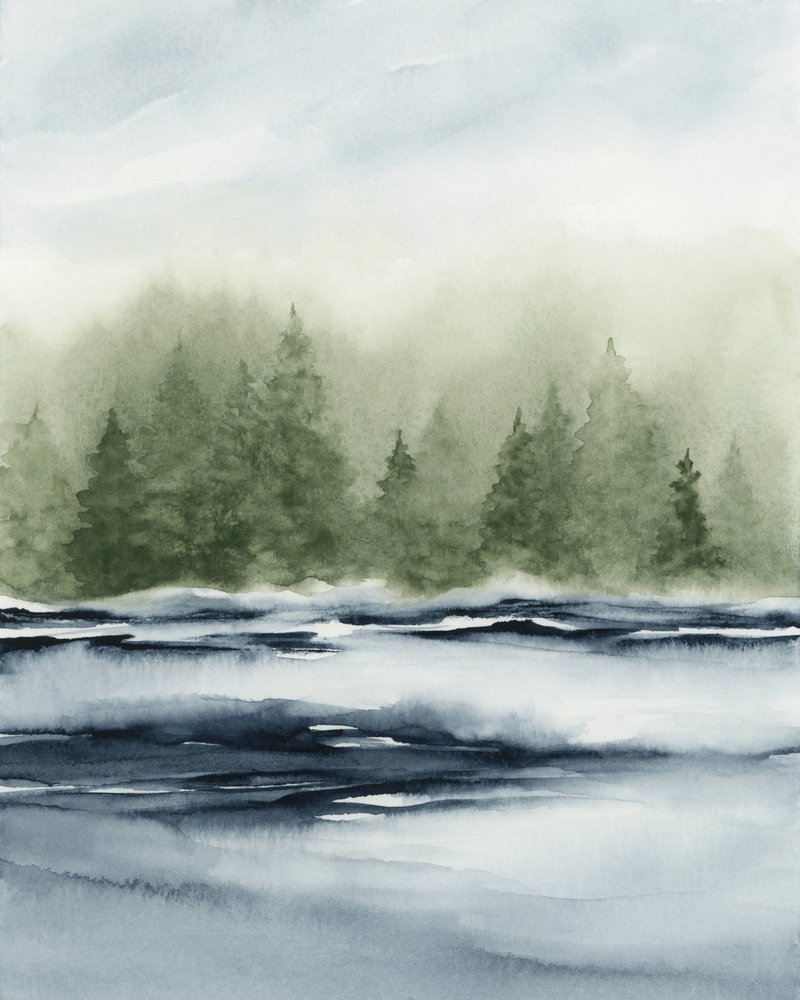 Nebliger Waldsee von Rachel Elise