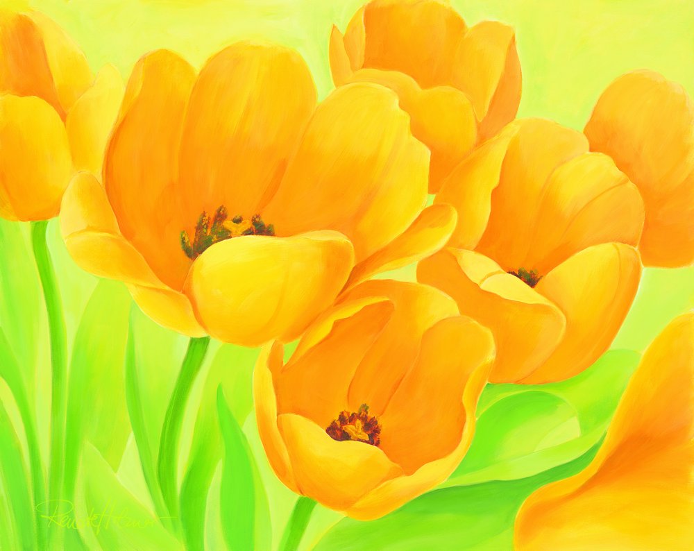 Lebhafte Gelbe Tulpen von Renate Holzner