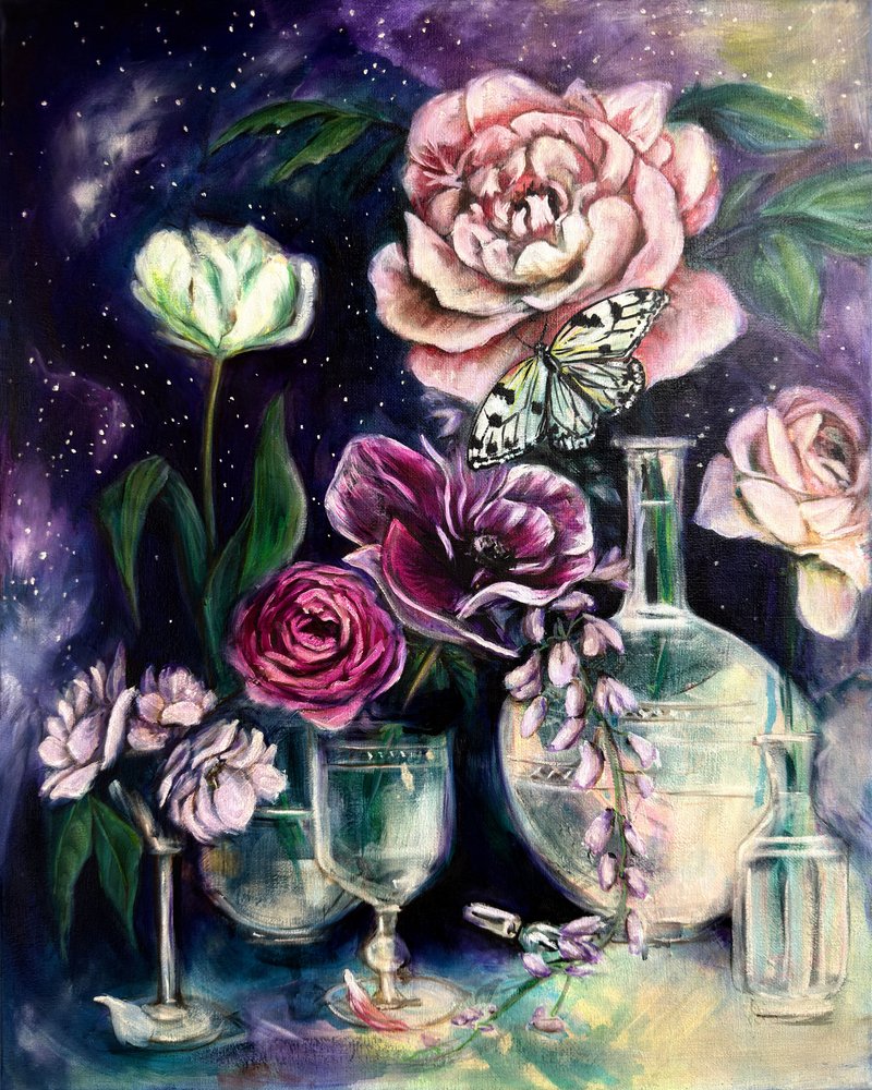Schmetterlingsgalaxie Blumen von Renee Machan Cottagecore Artist