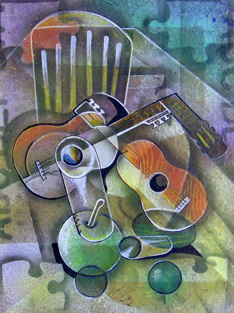 Kubistische Gitarren-Stillleben von Ricardo Maya