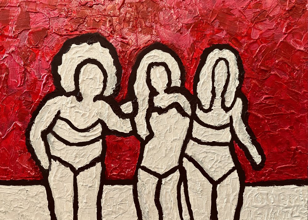Drei Frauen in Rot von Robert Thirtle