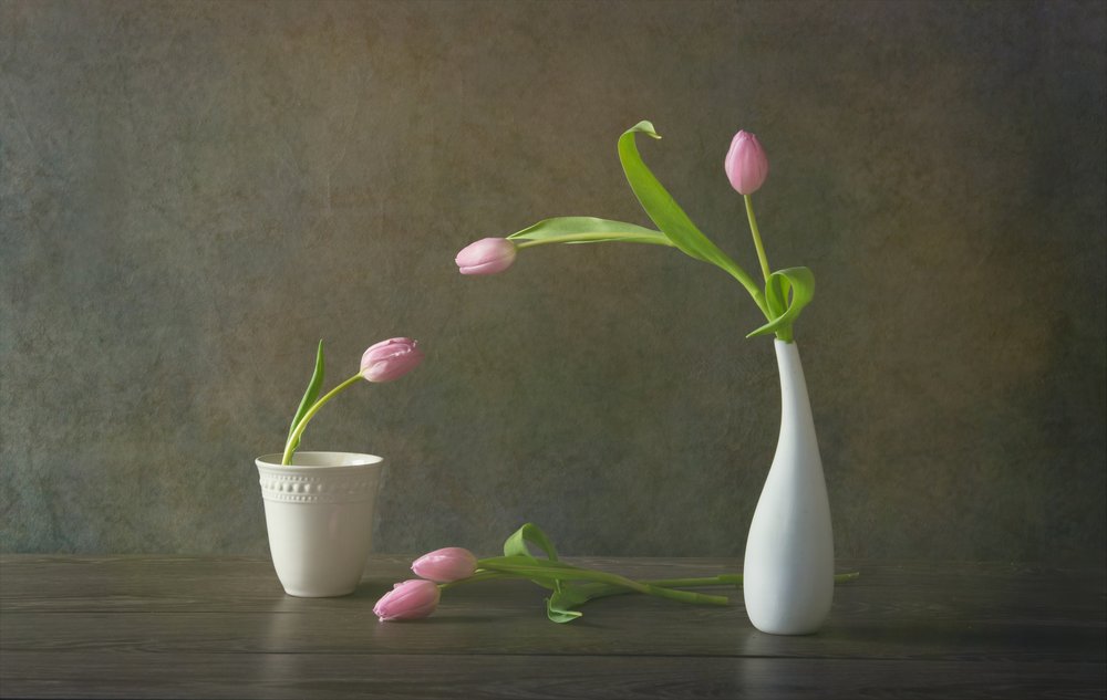 Elegantes rosa Tulpen-Stillleben von Rong Wei