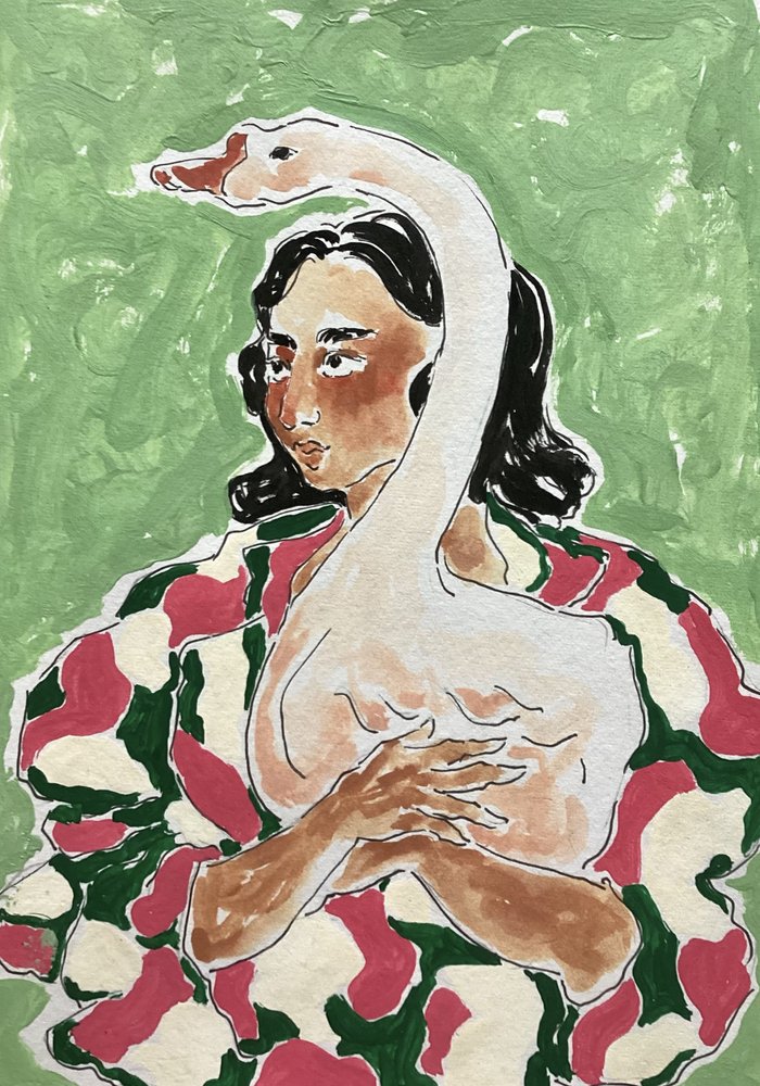 Frau und Gans von Rushati Chowdhury