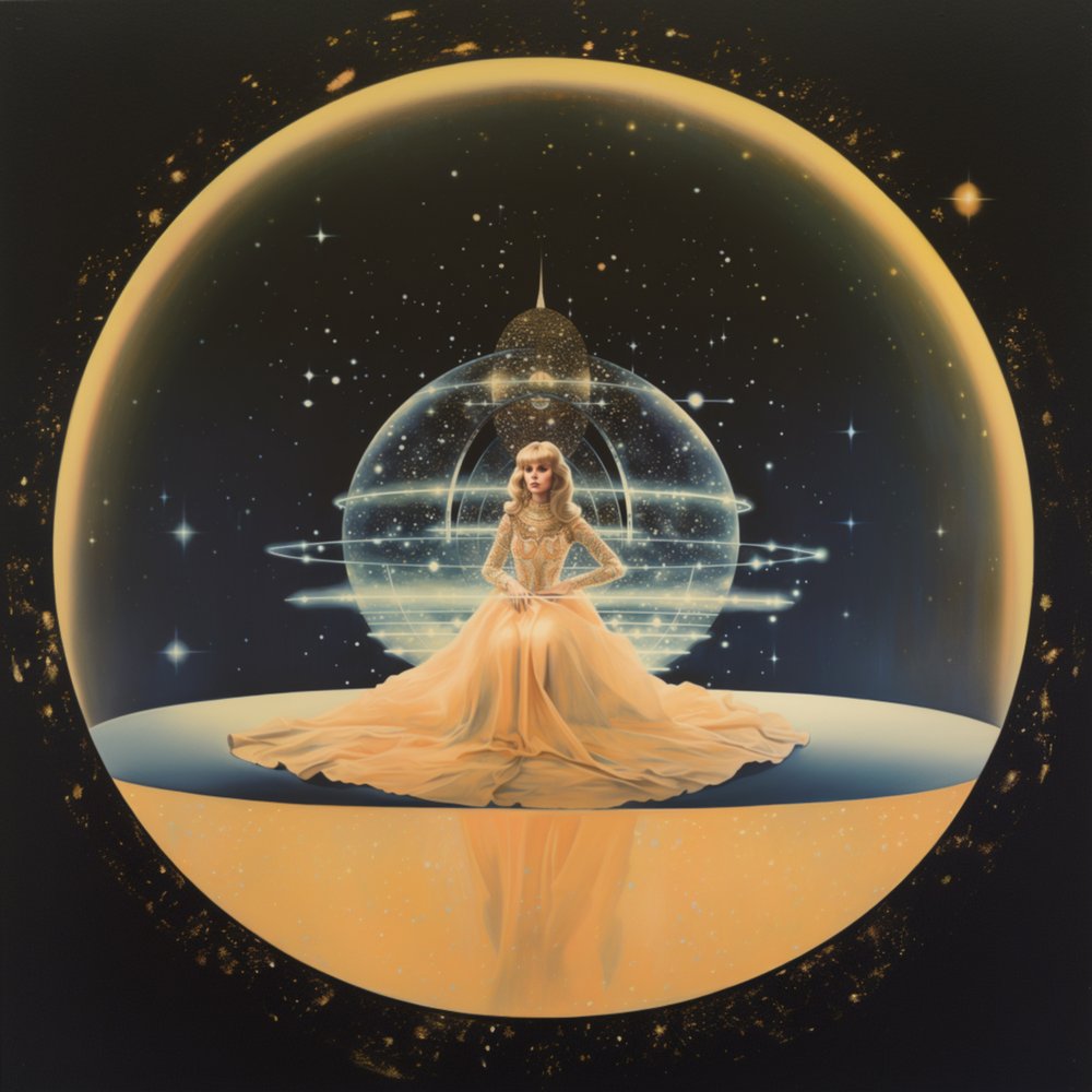 Goldenes Kleid Himmlische Vision von Samantha Hearn