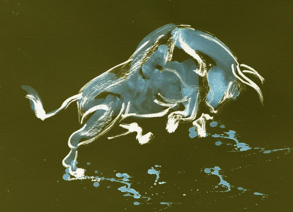 Stürmender blauer Stier von Santhosh ch