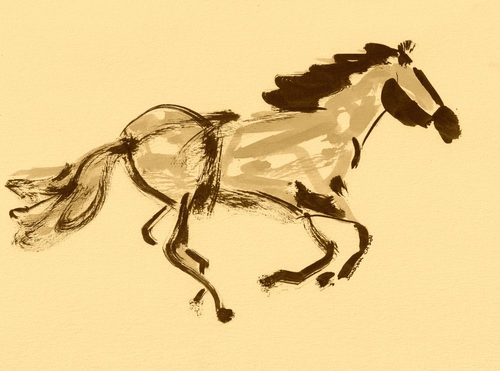 Galoppierendes Sepia-Pferd von Santhosh ch
