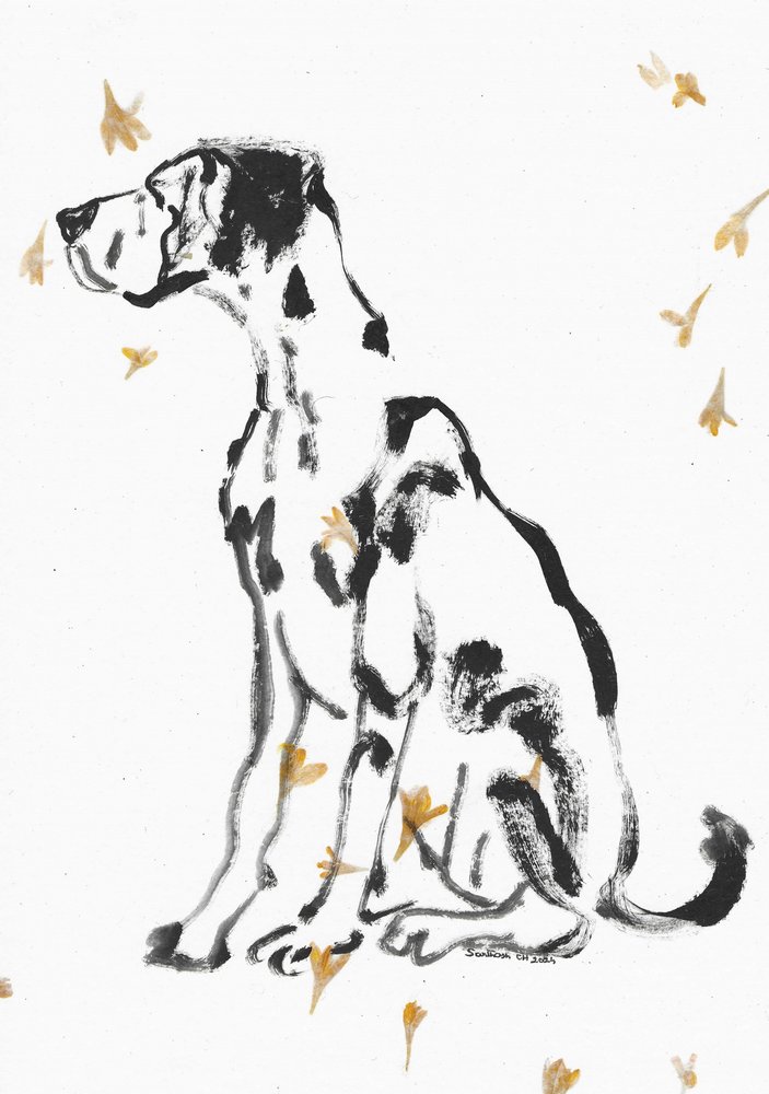 Sanfter Deutsche Dogge und Blumen von Santhosh ch