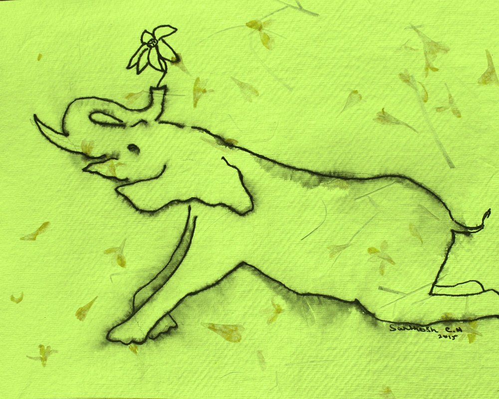 Fröhlicher Elefant mit Blume von Santhosh ch