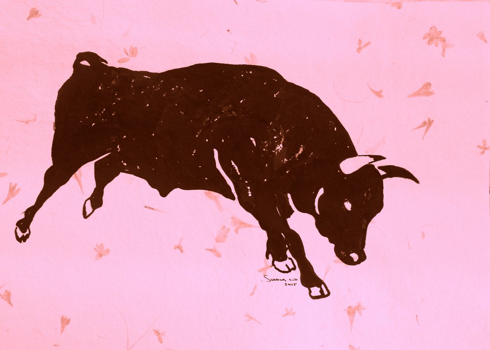 Rosa stürmender Stier von Santhosh ch