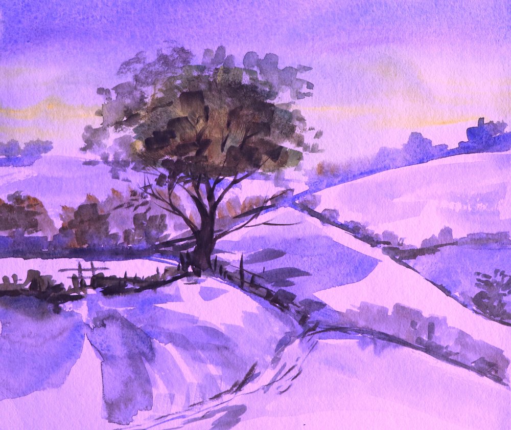 Lila Winterlandschaft von Santhosh ch