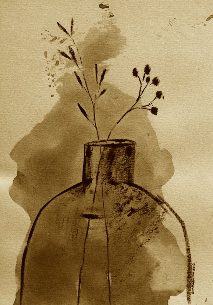 Sepia Botanische Vase von Santhosh ch