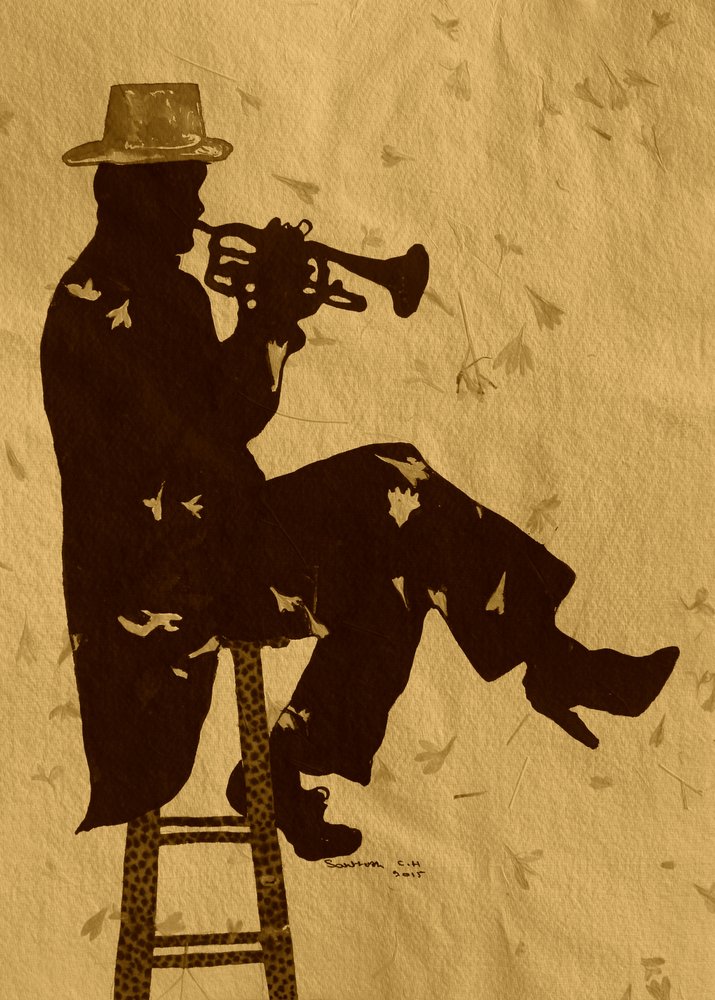 Seelenvoller Trompetersilhouette von Santhosh ch