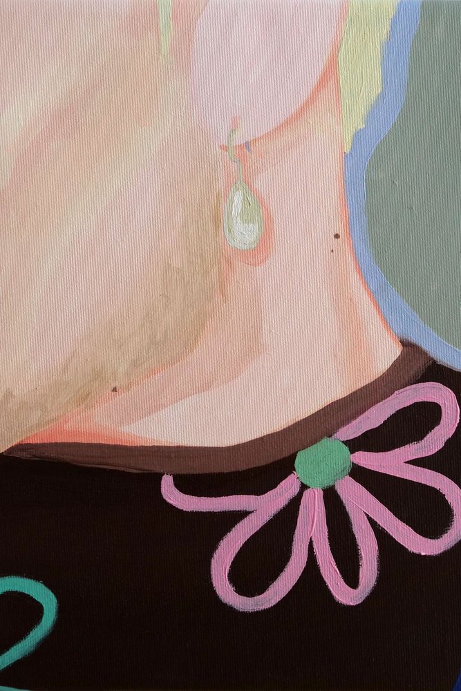 Blonde Frau mit rosa Blume von Sophia Novosel