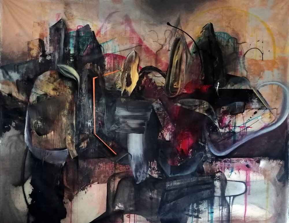 Dunkler Abstrakter Urbaner Fluss von Stefano Mazzolini