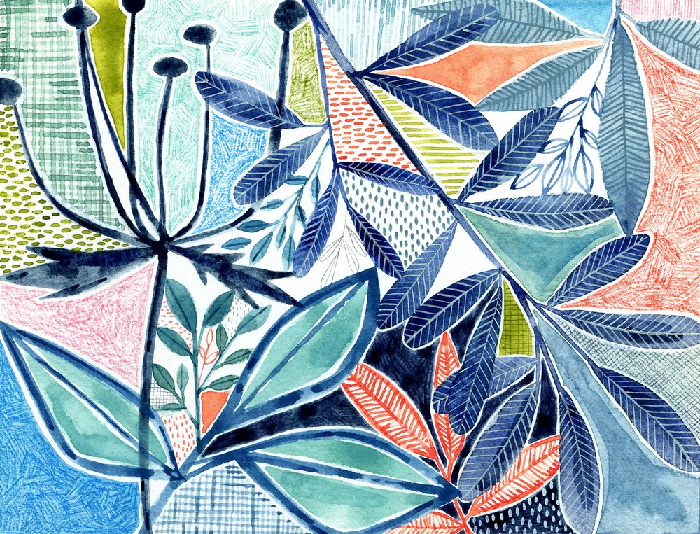Abstraktes botanisches Laub von Susan Black