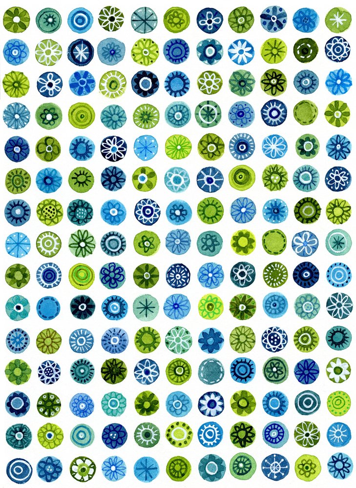 Aquarell Blumen Kreise von Susan Black