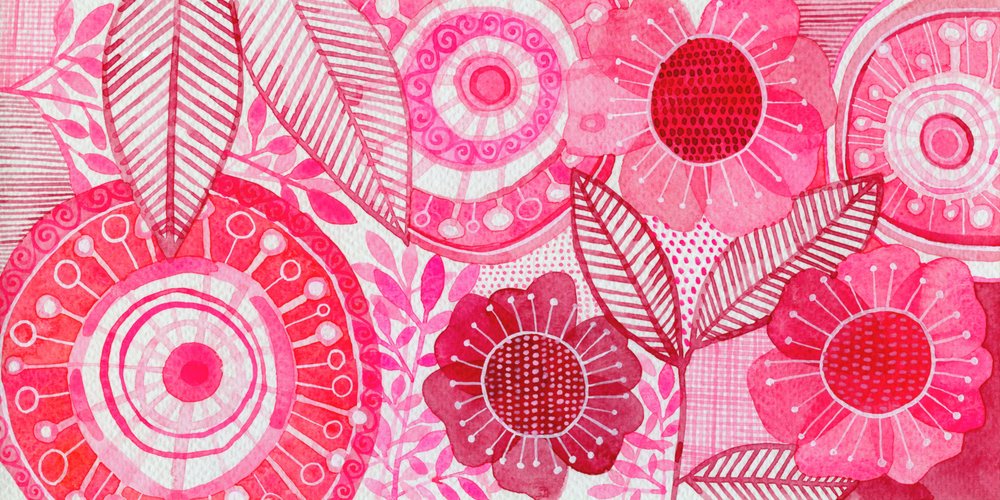 Verspielte rosa Blumen von Susan Black