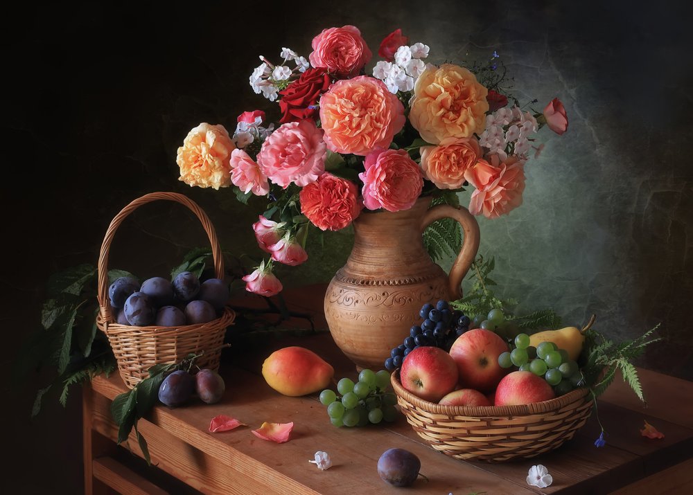 Rustikale Früchte und Blumen von Tatyana Skorokhod