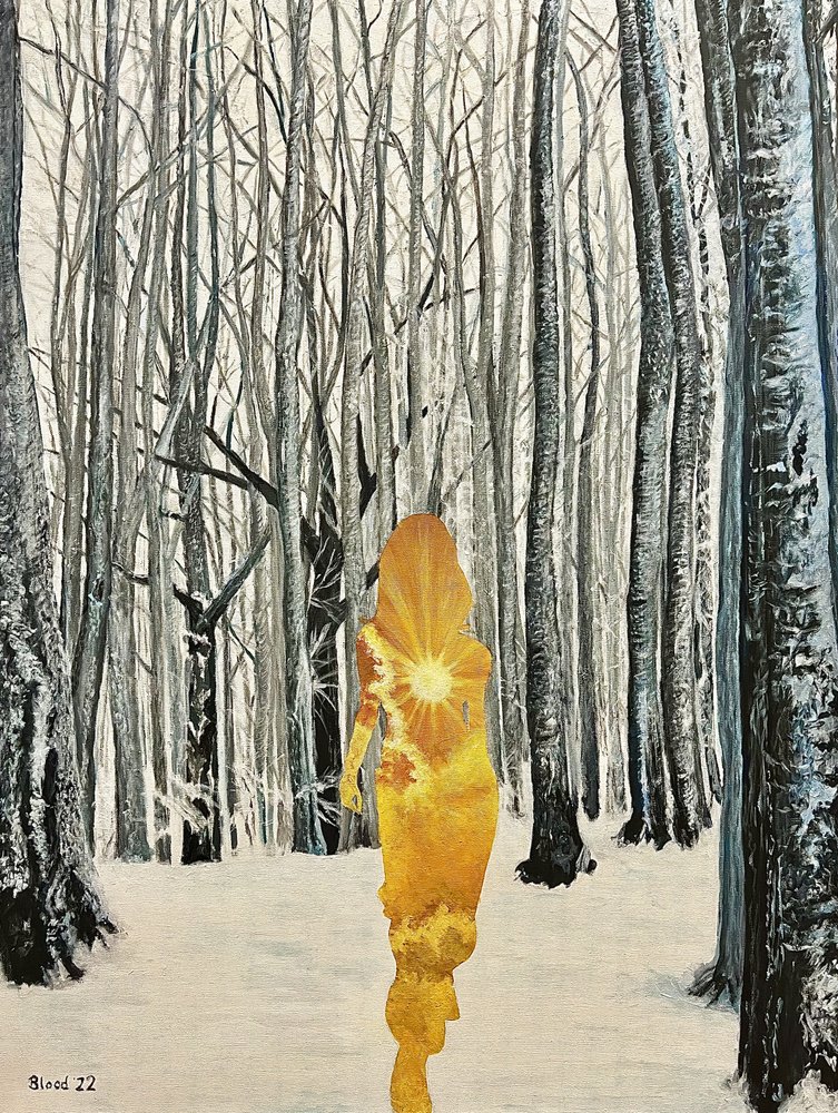 Goldene Frau im Winterwald von Tom Blood