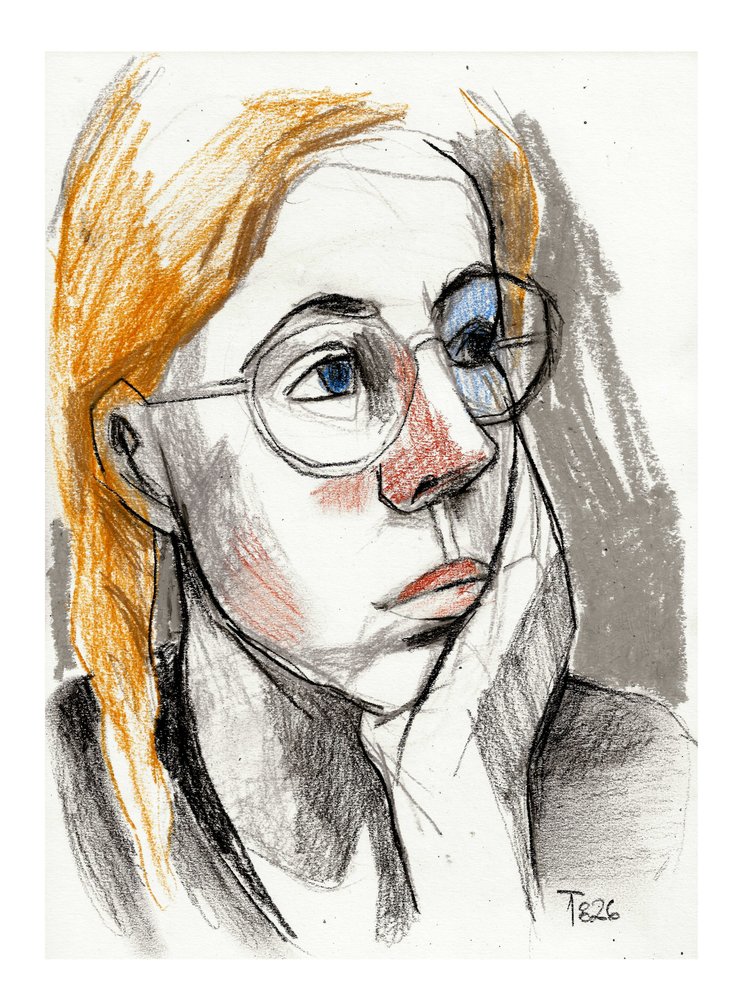 Nachdenkliche Frau mit Brille von Tore Bahnson
