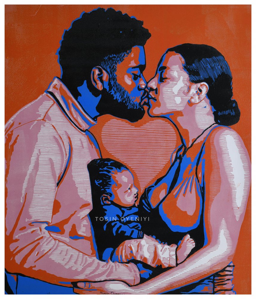 Moderner Familienkuss von Tosin Oyeniyi