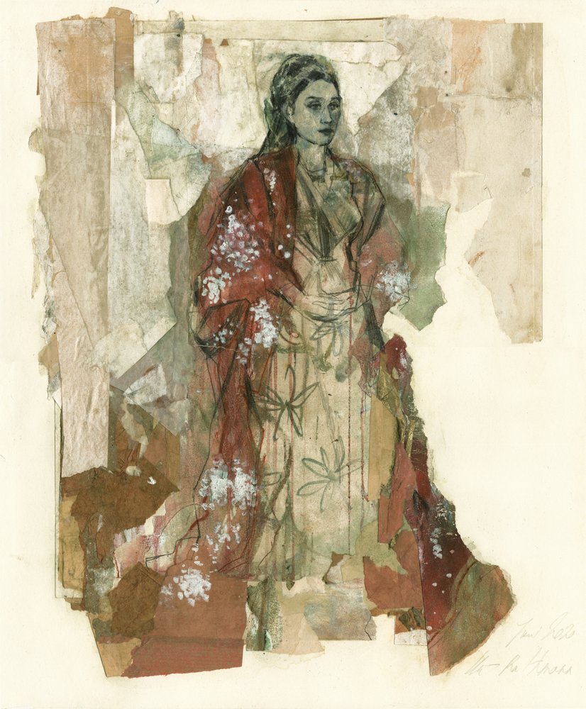 Elegante Frau Roter Schal von Ute Rathmann