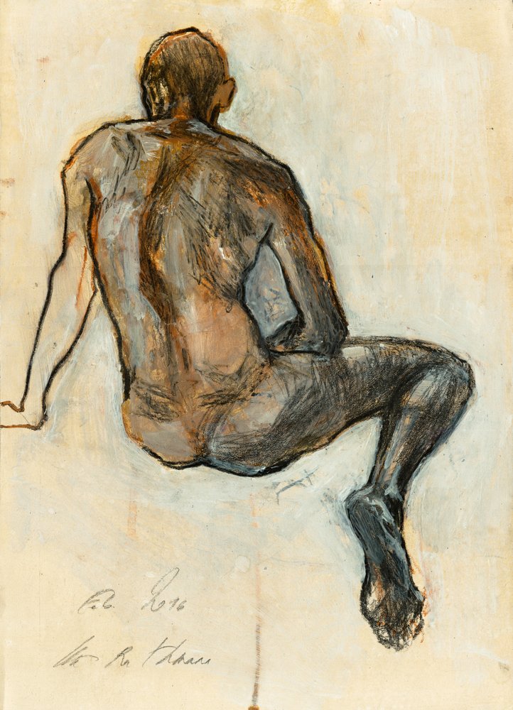 Sitzende Männliche Figurenstudie von Ute Rathmann
