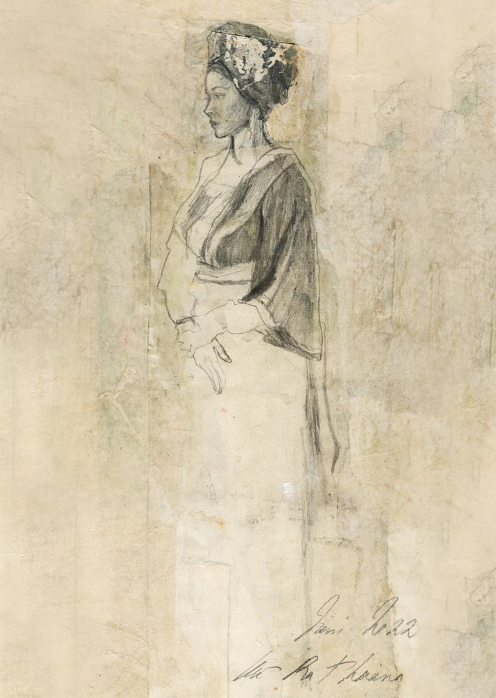 Serene Frauenprofil Skizze von Ute Rathmann
