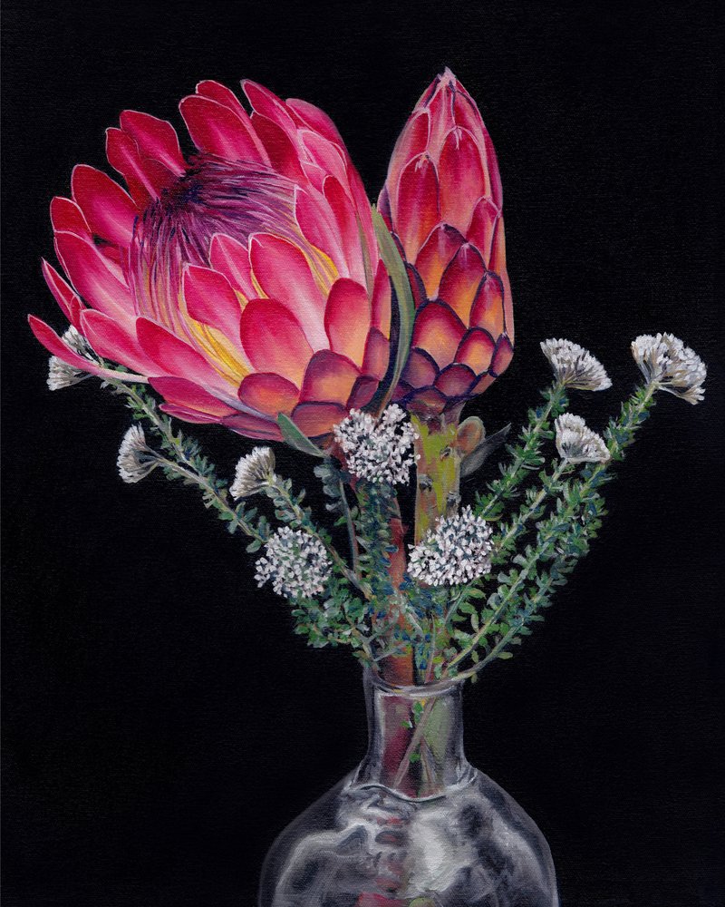 Lebendige Protea-Blüten von Viccy Wanliss