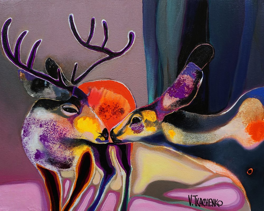 Buntes liebendes Reh von Victor Tkachenko