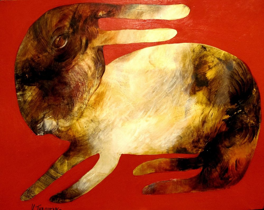 Ausdrucksstarker Roter Hase von Victor Tkachenko