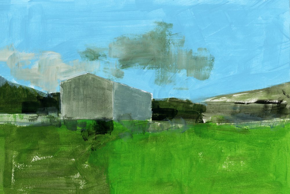 Grünes Feld Scheune von cartissi