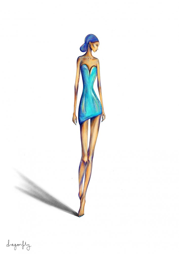 Schicke Frau im Blauen Kleid von dragonfly