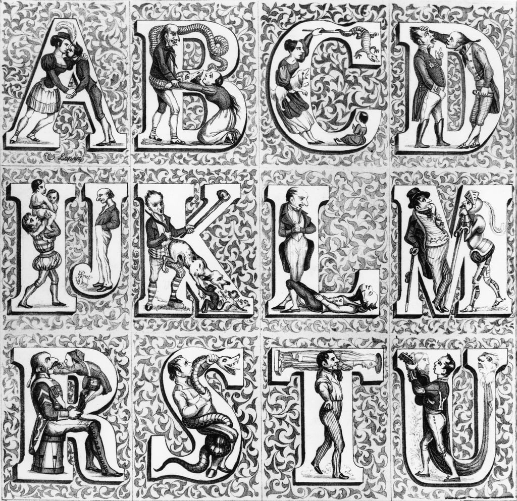 Romantisches Alphabet von French School Kunstdruck kaufen