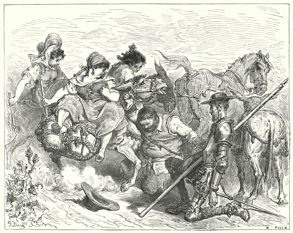 Gustave Dores Don Quijote "Don Quijote blickte mit zweifelhaftem und untröstlichem Blick auf