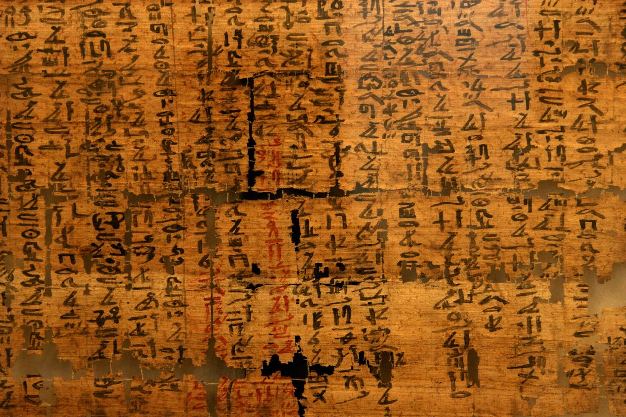Papyrus unbekannt XII: Dokument mit Heilmitteln gegen Schlangenbisse, für Augenleiden, erschienen unter der Herrschaft von Ramses III (1976-1646 v. Chr.). Ägyptisches Museum von Turin. von Unknown