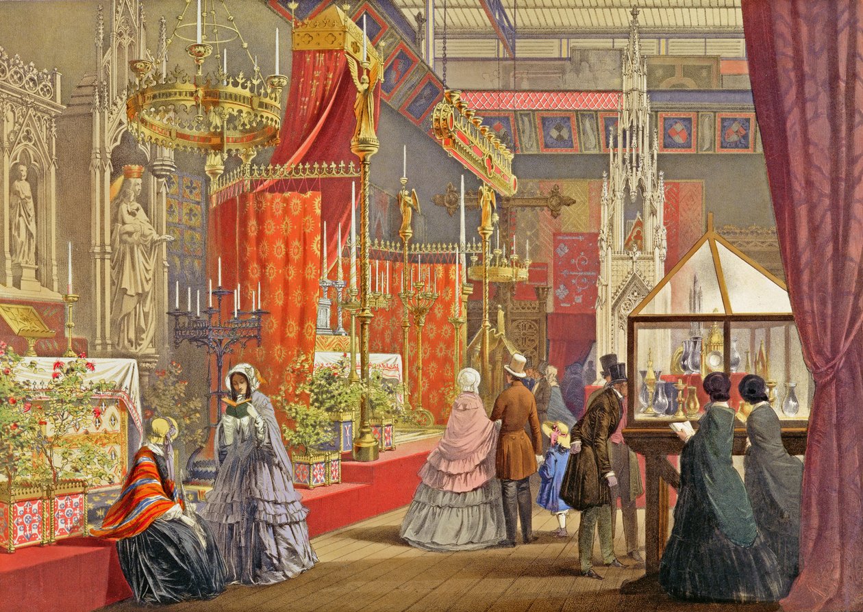 Mittelalterlicher Hof, entworfen von Pugin, Tafel 40 aus 