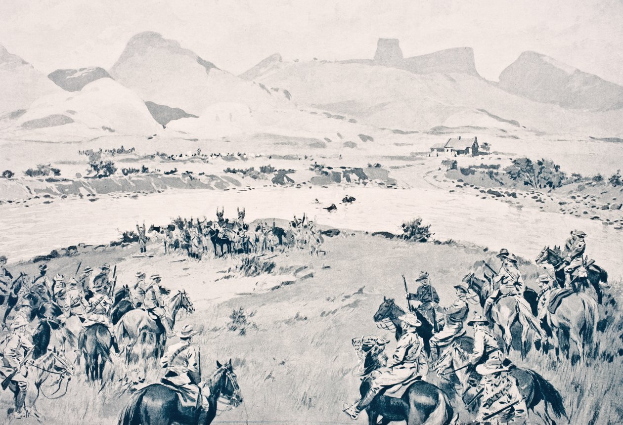 Südafrika. Beyer-Truppen kapitulieren am Vaal-Fluss nach der Maritz-Rebellion, 8. Dezember 1914, aus 