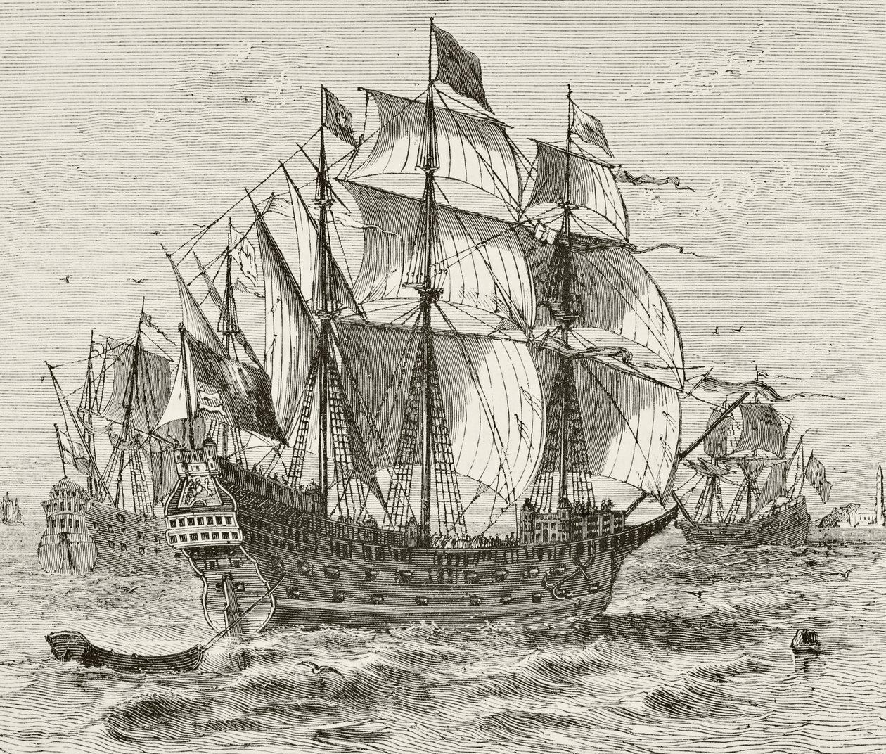 Das englische Kriegsschiff Harry Grace A Dieu, gebaut 1513, aus 